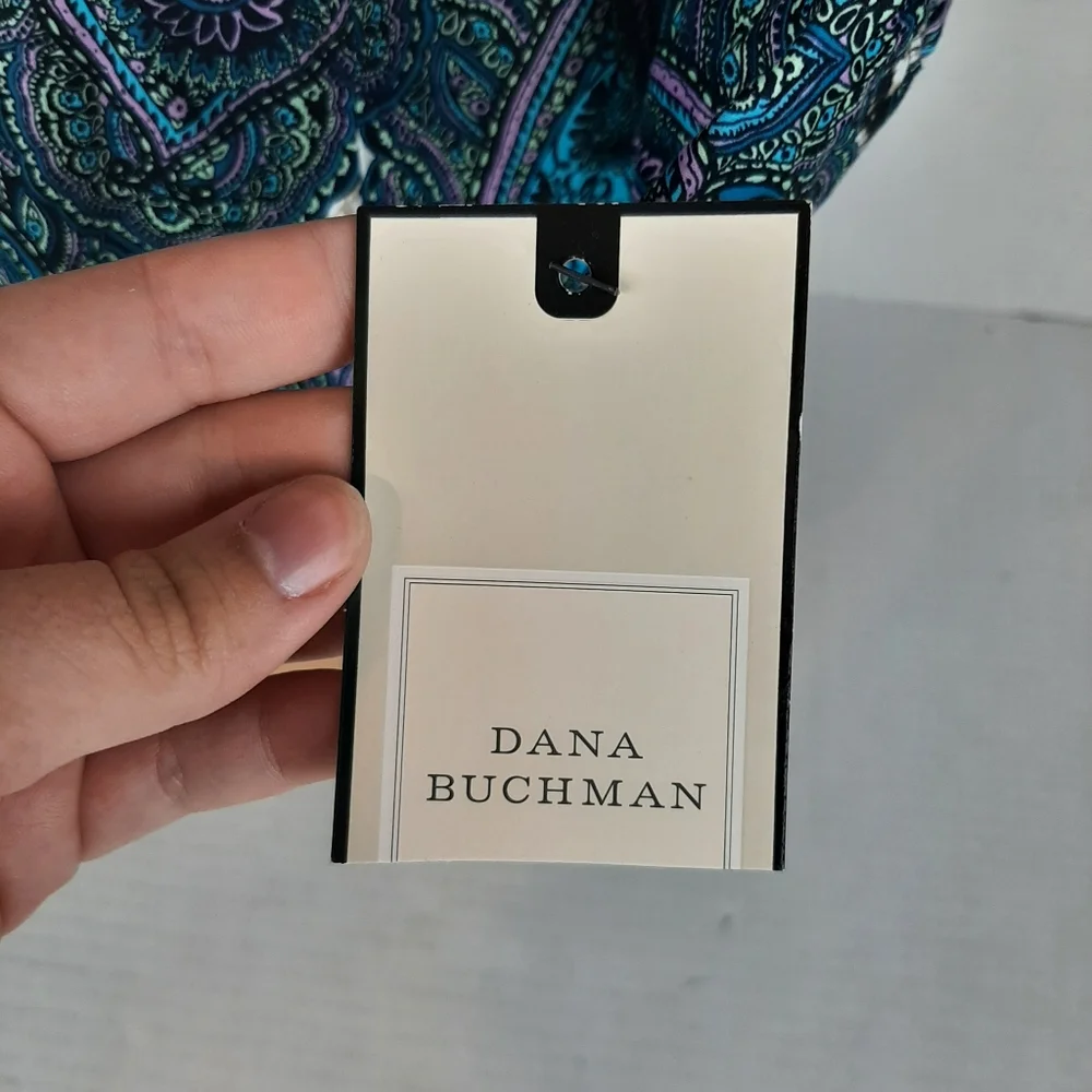 🔥NWT Dana Buchman Ladies Small Colorful Paisley Print Button Down Shirt C2 - Picture 2 of 9